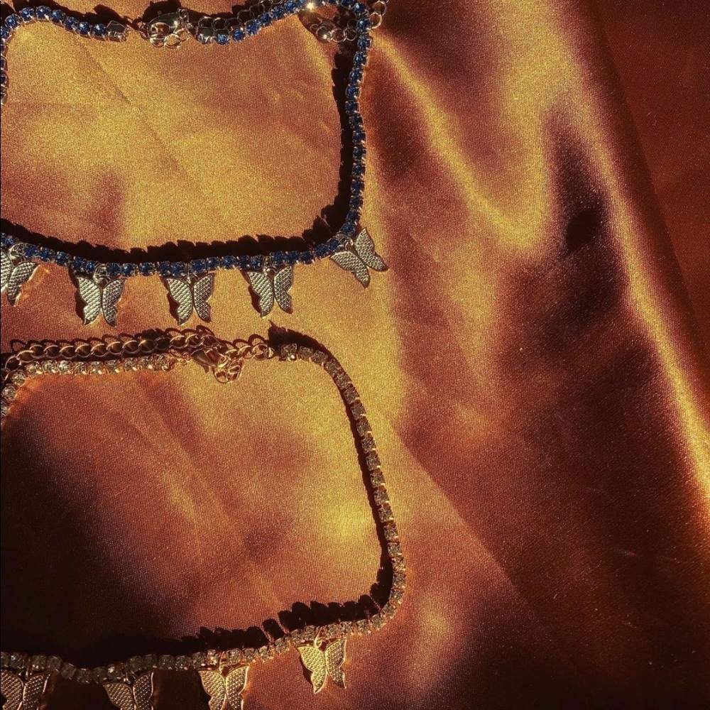 Y2K butterfly rhinestone necklace